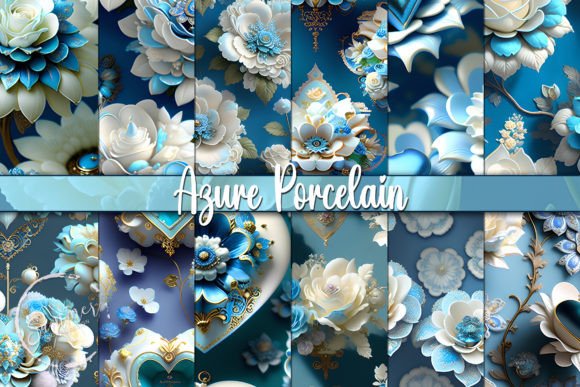Azure Metallic Porcelain Floral Patterns