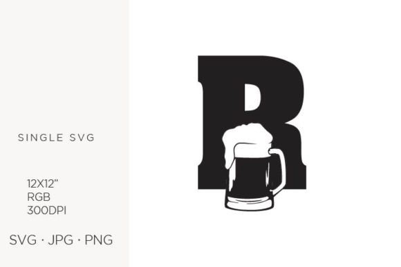 Big Glass of Beer, Letter R: Elevating Digital Design with Precision Vector Art