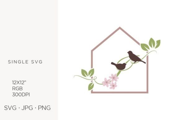 Birds Floral House, Letter I: Elevating Design with Single Vector Artwork