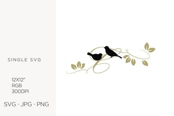 Birds on a Branch with Golden Letter C