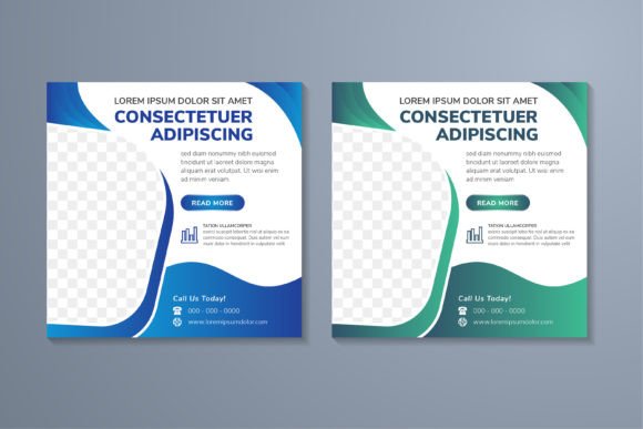 Blue and Green Square Banner: A Versatile Design Template for Digital Marketing