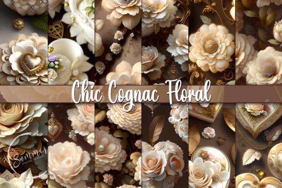Chic Cognac Rose Floral Seamless Pattern