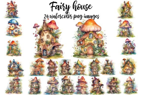 Enchanting Fairy House Watercolor Clipart