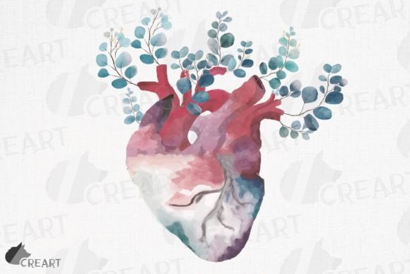 Eucalyptus Pink Blush Anatomical Heart: A Versatile Design Asset for Modern Creators