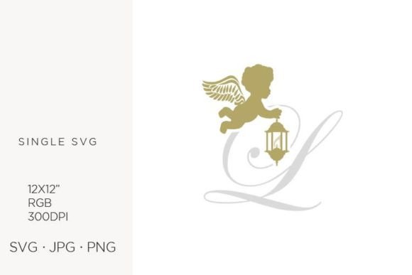 Golden Baby Angel with Lantern, Letter L: A Versatile Design Asset for Creators