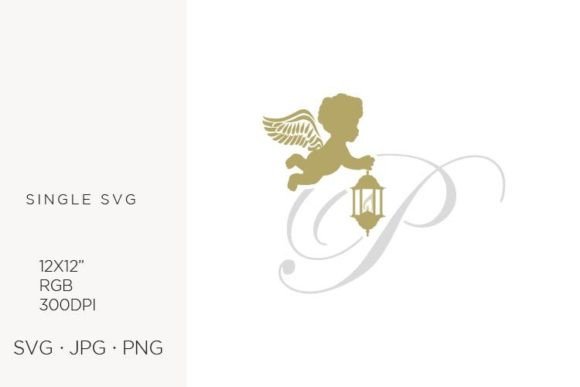 Golden Baby Angel with Lantern, Letter P: A Versatile Vector Asset for Creators