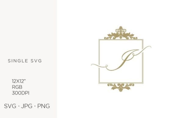 Golden Monogram Frame Victorian Letter I