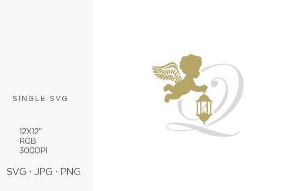 Integrating the Golden Baby Angel with Lantern, Letter Q into Modern Digital and Print Design