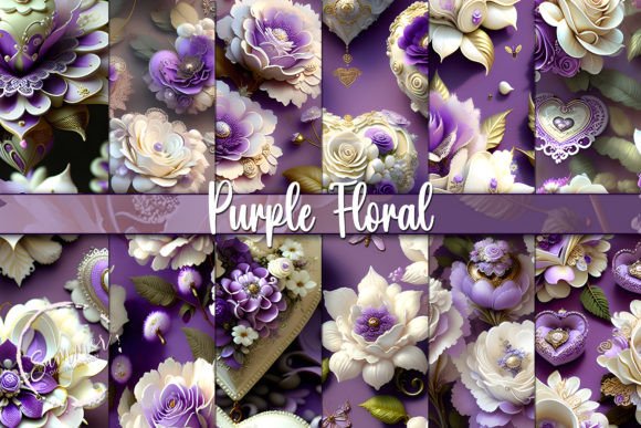 Valentine Day Purple Floral Patterns